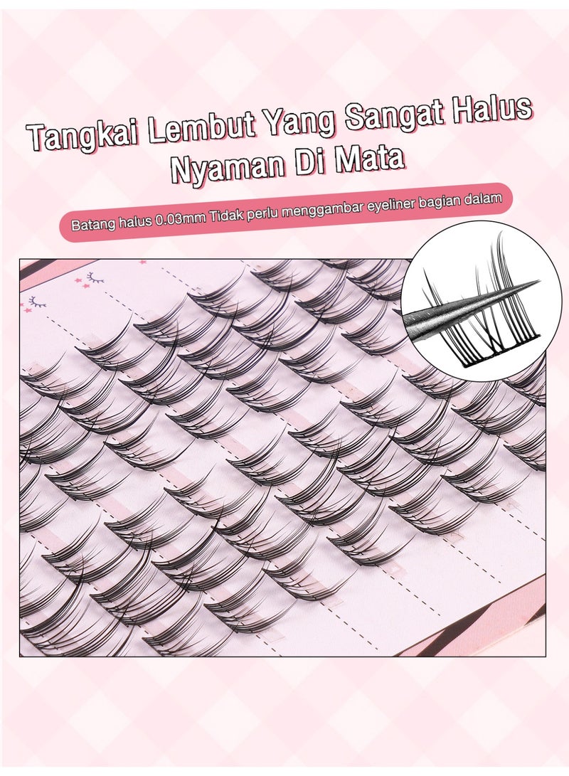 Self Adhesive False Eyelash Kit, 60 Clusters, Press-Type False Eyelashes, Pre-Attached Lash Clusters, No Glue Or Makeup Remover Required, DIY Eyelash Extension Kit. - view 4